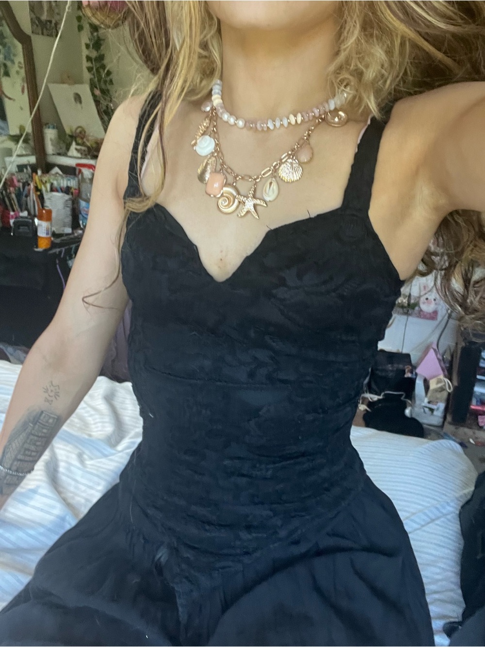 Black Textured Sweetheart Neckline Bodysuit top